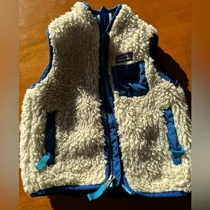Patagonia Kids' Fleece Vest in Blue and Cream